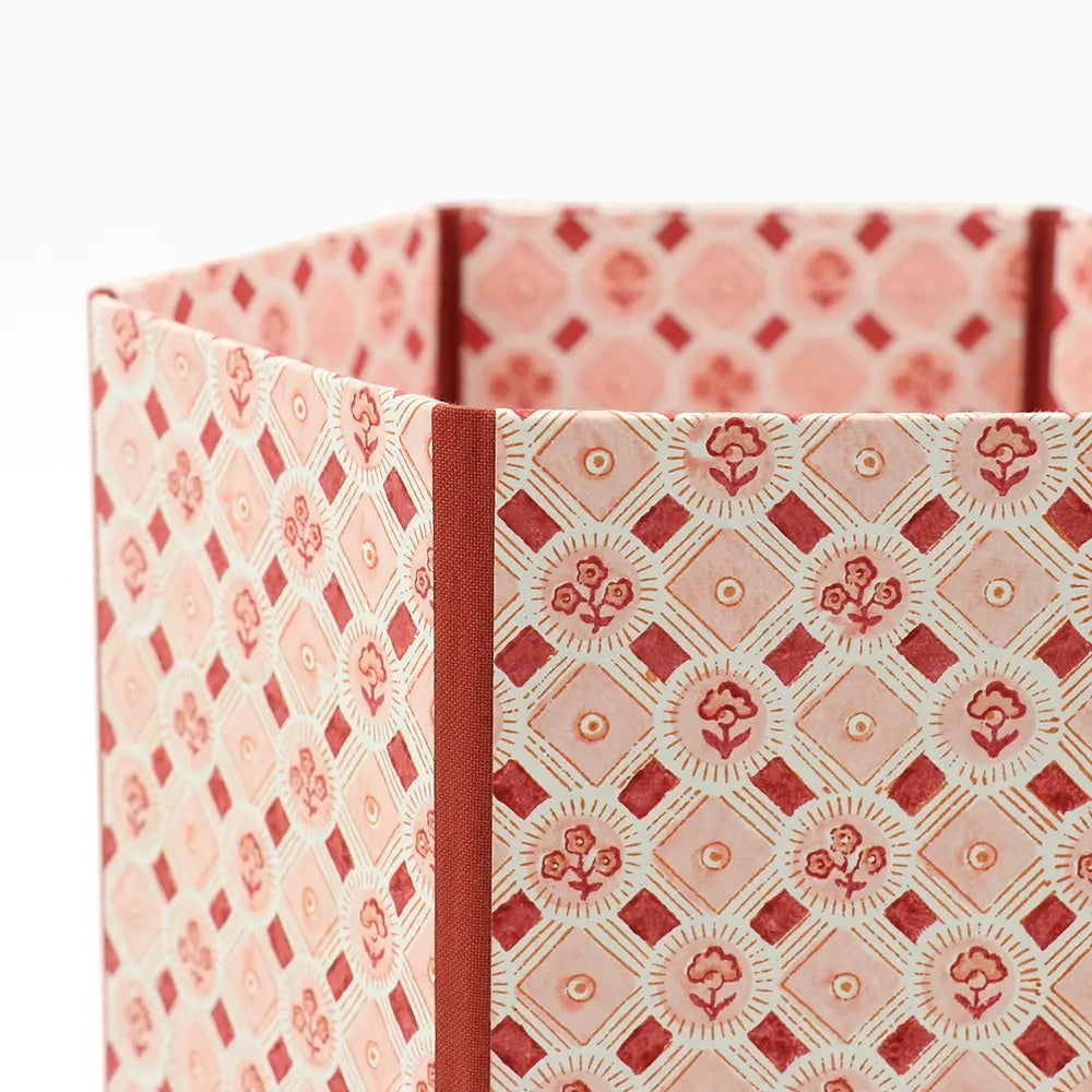 Block Printed Collapsible Bin Pink