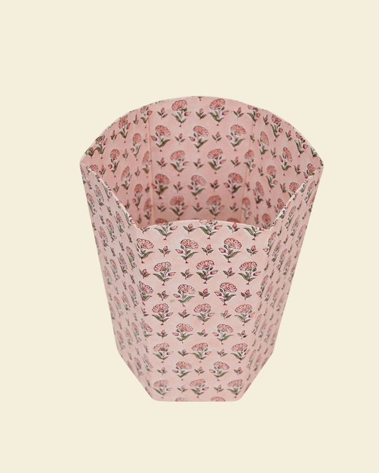 Pink Block Print Bin