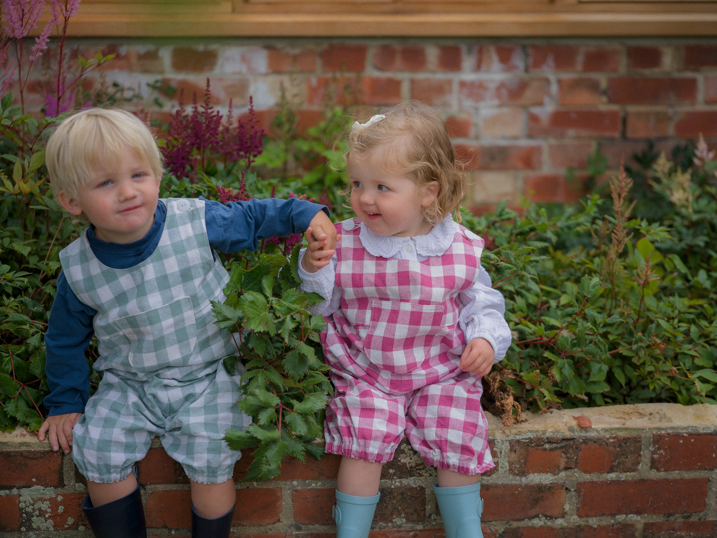 Gingham Dungarees Raspberry