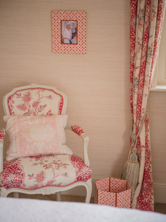 Block Printed Hexagon Collapsible Bin Spring Bloom Red