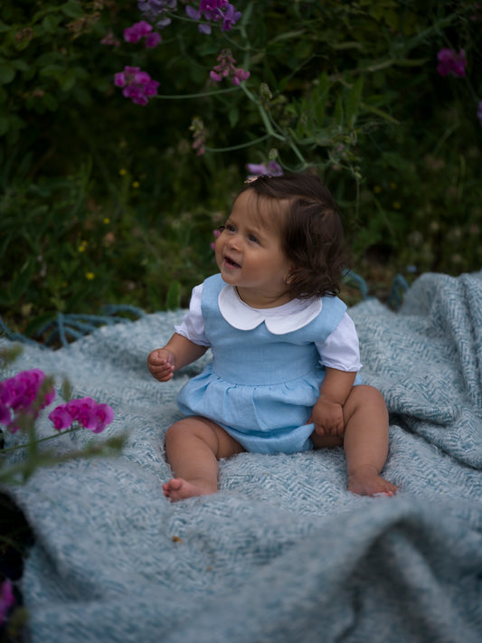 Linen Romper Baby Blue