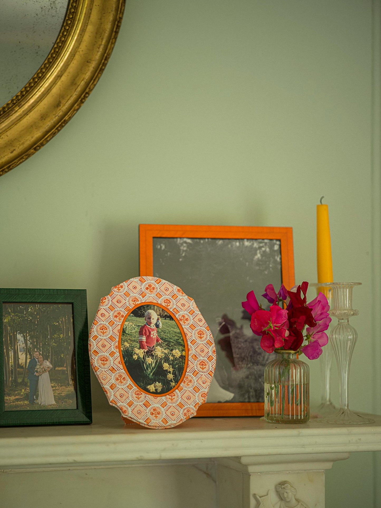 Oval Table Top Picture Frame - Spring Bloom Orange