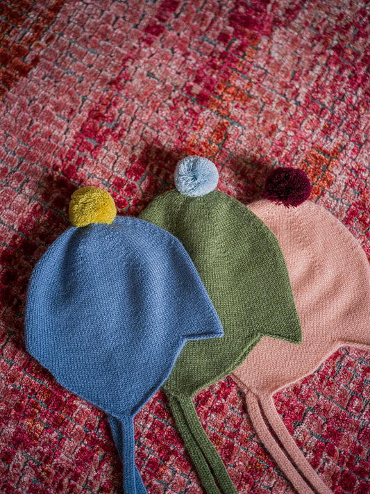 PRE-ORDER Cashmere Bonnet Ivy & Blue Mist by Rosie Sugden