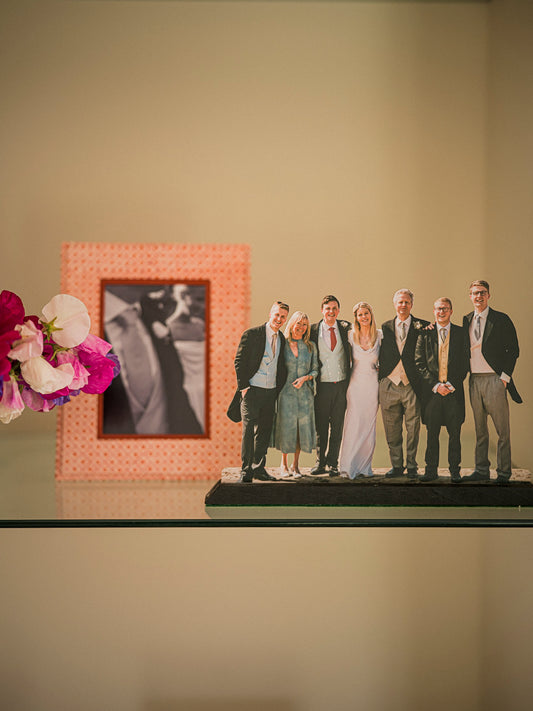 Block Printed Table Top Picture Frame - Dot & Grid Red