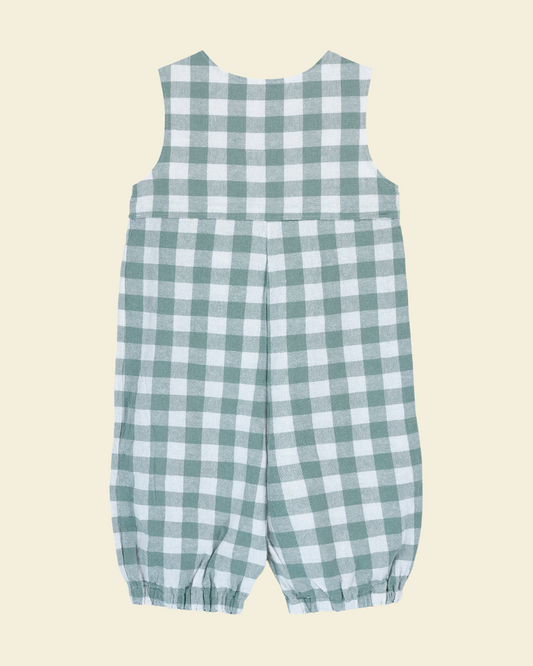 Gingham Dungarees Sea Green