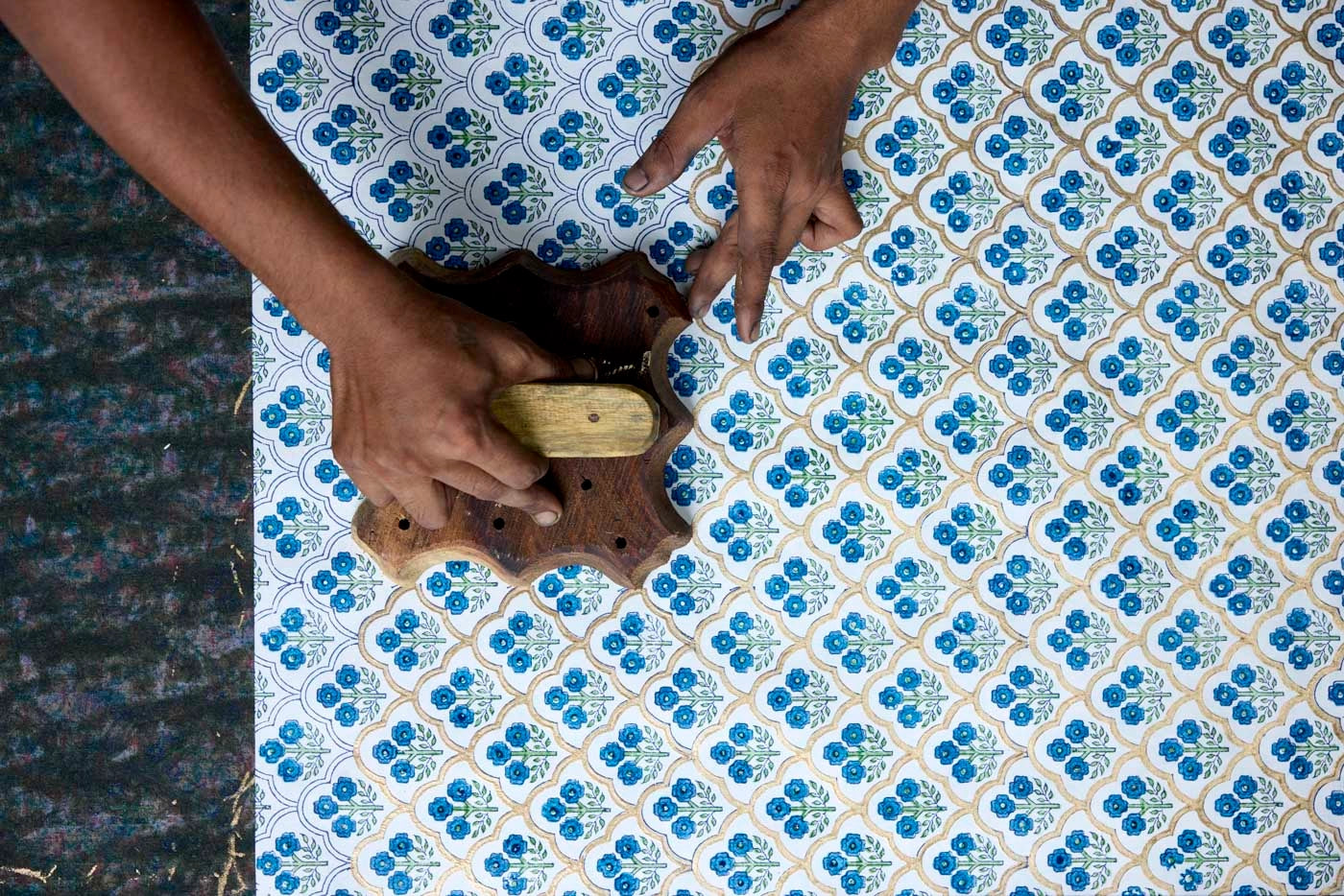 Blue Block Print Photo Frame 7x5