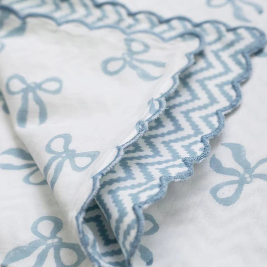 Scalloped Dohar Baby Blanket Blue
