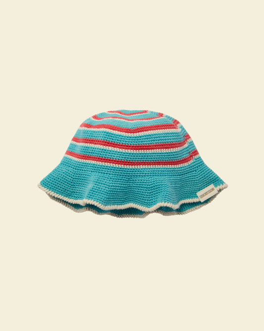 Turquoise Striped Crochet Hat