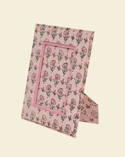 Pink Block Print Photo Frame 6x4