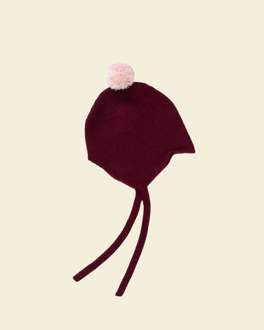 PRE-ORDER Cashmere Bonnet Damson & Marshmallow by Rosie Sugden
