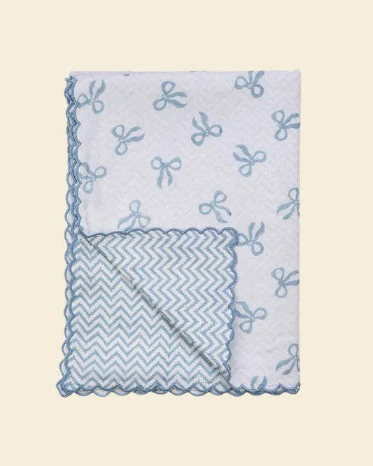 Scalloped Dohar Baby Blanket Blue
