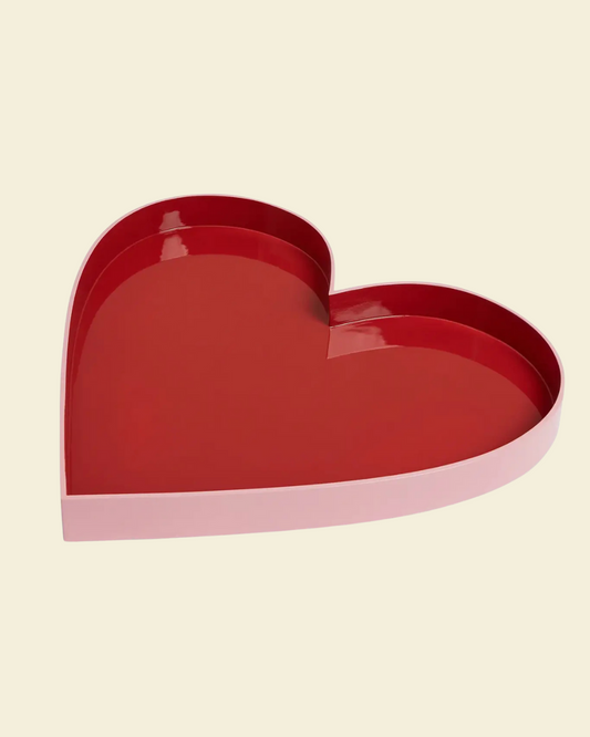 Heart Lacquer Tray Red