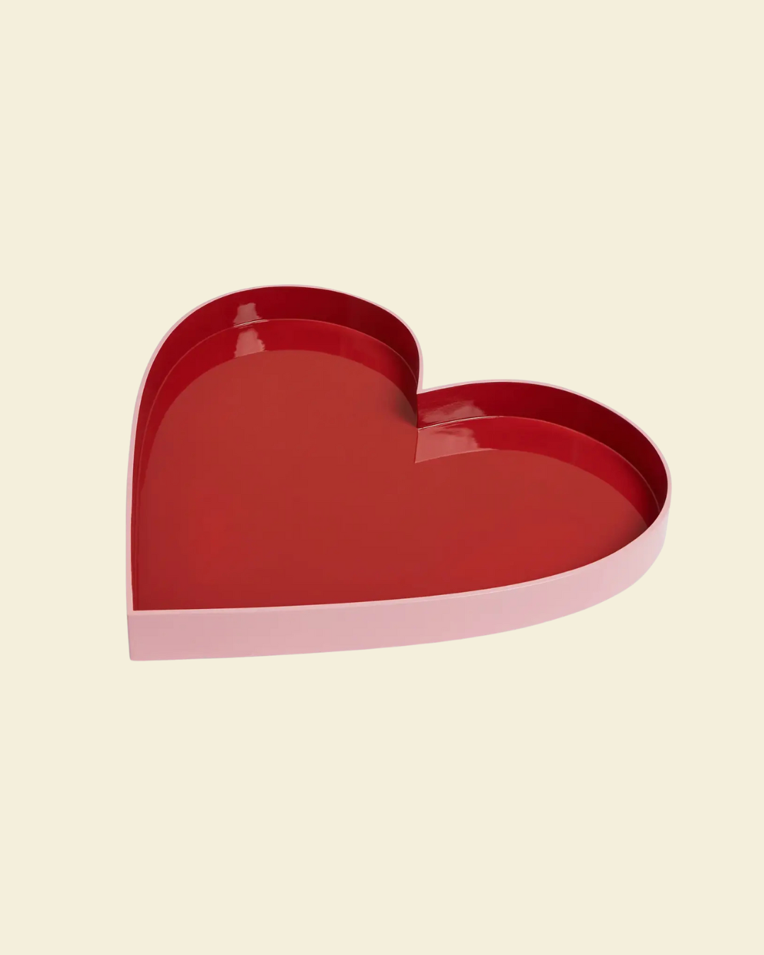 Heart Lacquer Tray Red