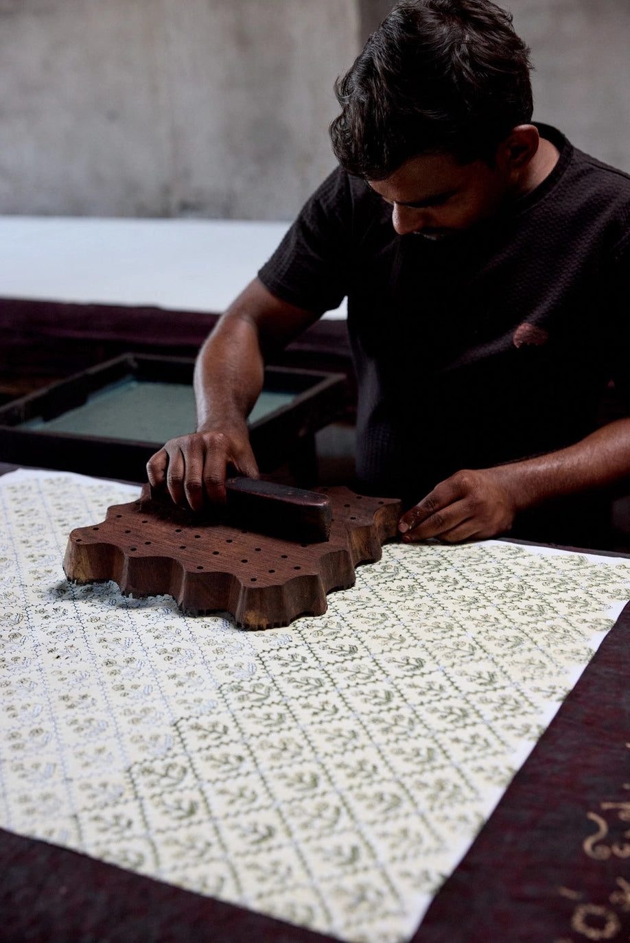 Cream Block Print Photo Frame 6x4