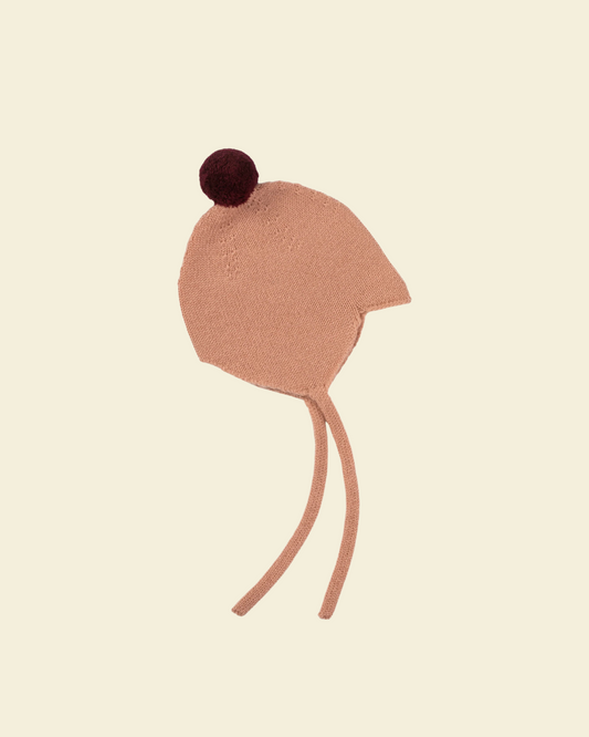 Cashmere Bonnet Coral & Damson by Rosie Sugden