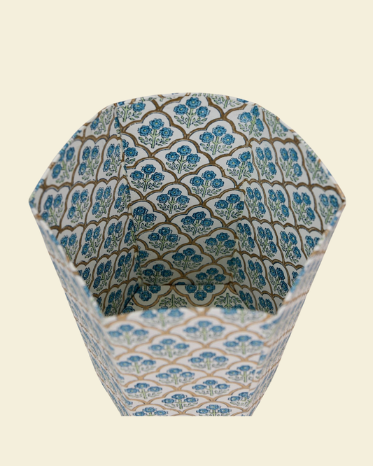 Blue Block Print Bin