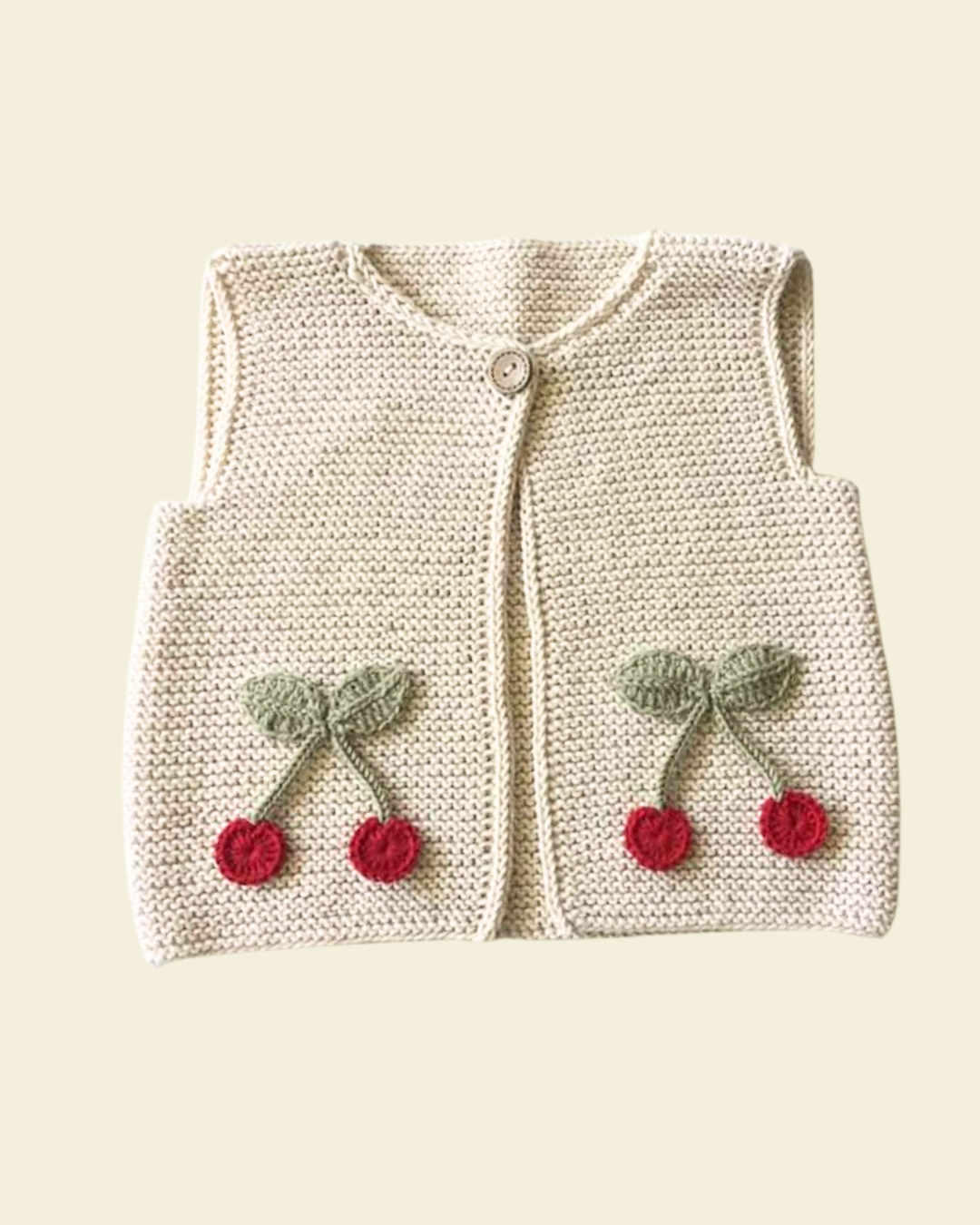 Beige Cherry Knitted Vest