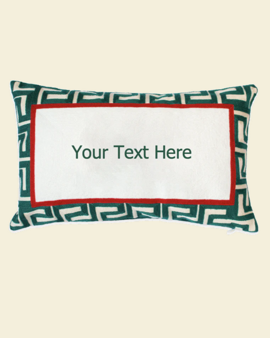 Personalised Embroidered Cushion Green