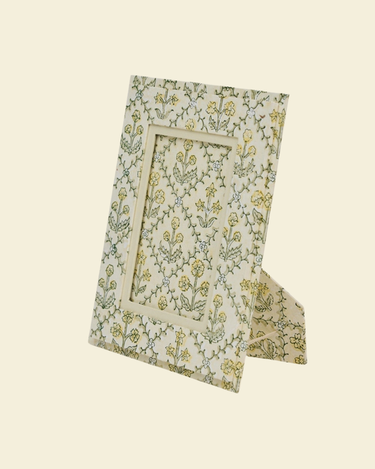 Cream Block Print Photo Frame 6x4