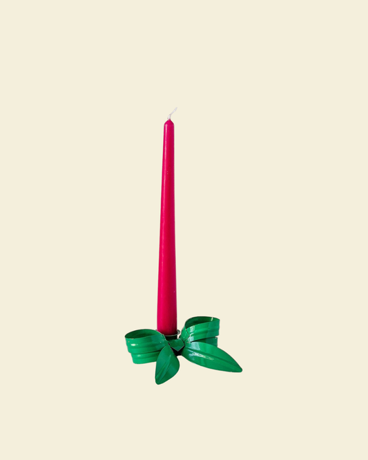 Bow Candlestick Holder Green