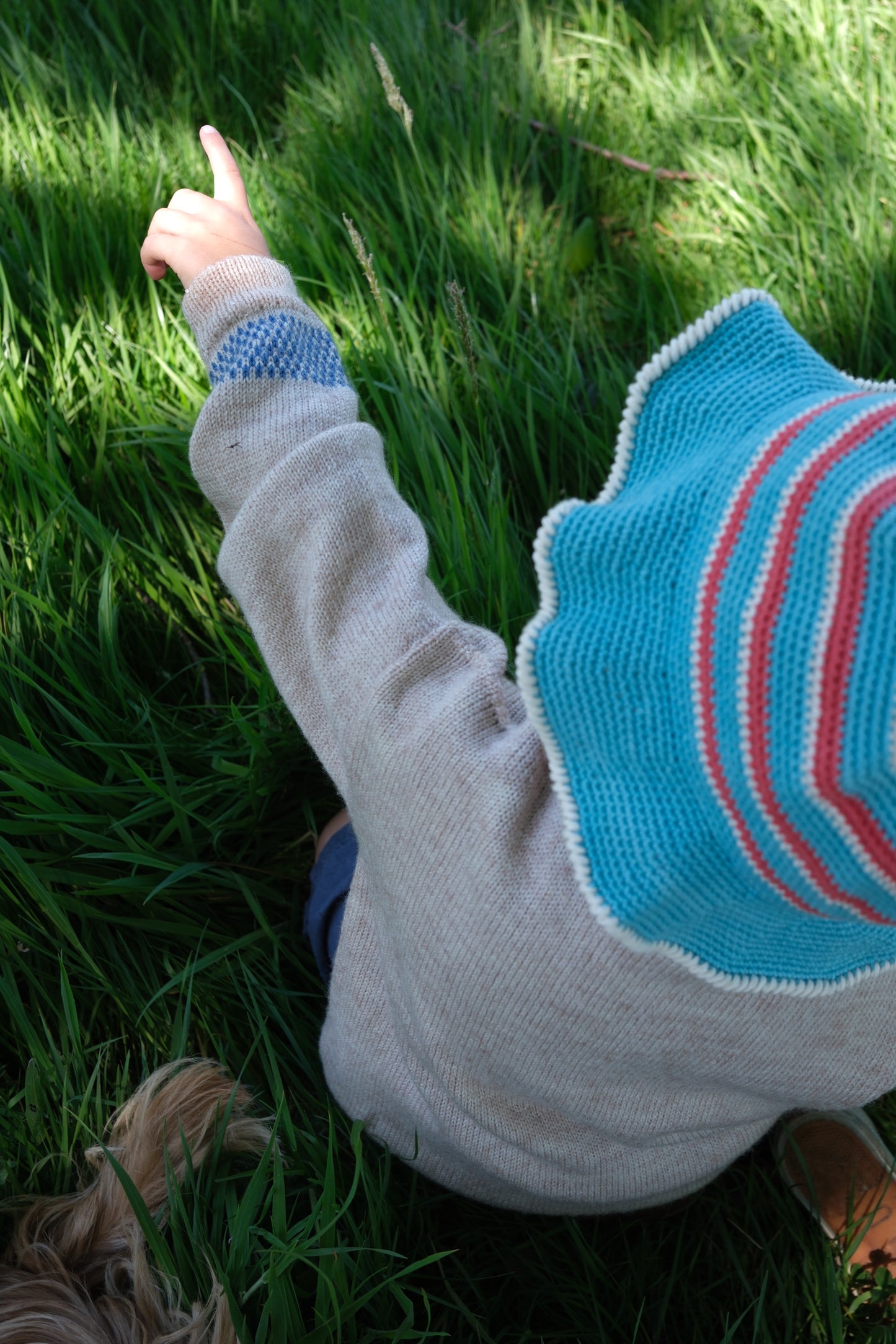 Turquoise Striped Crochet Hat