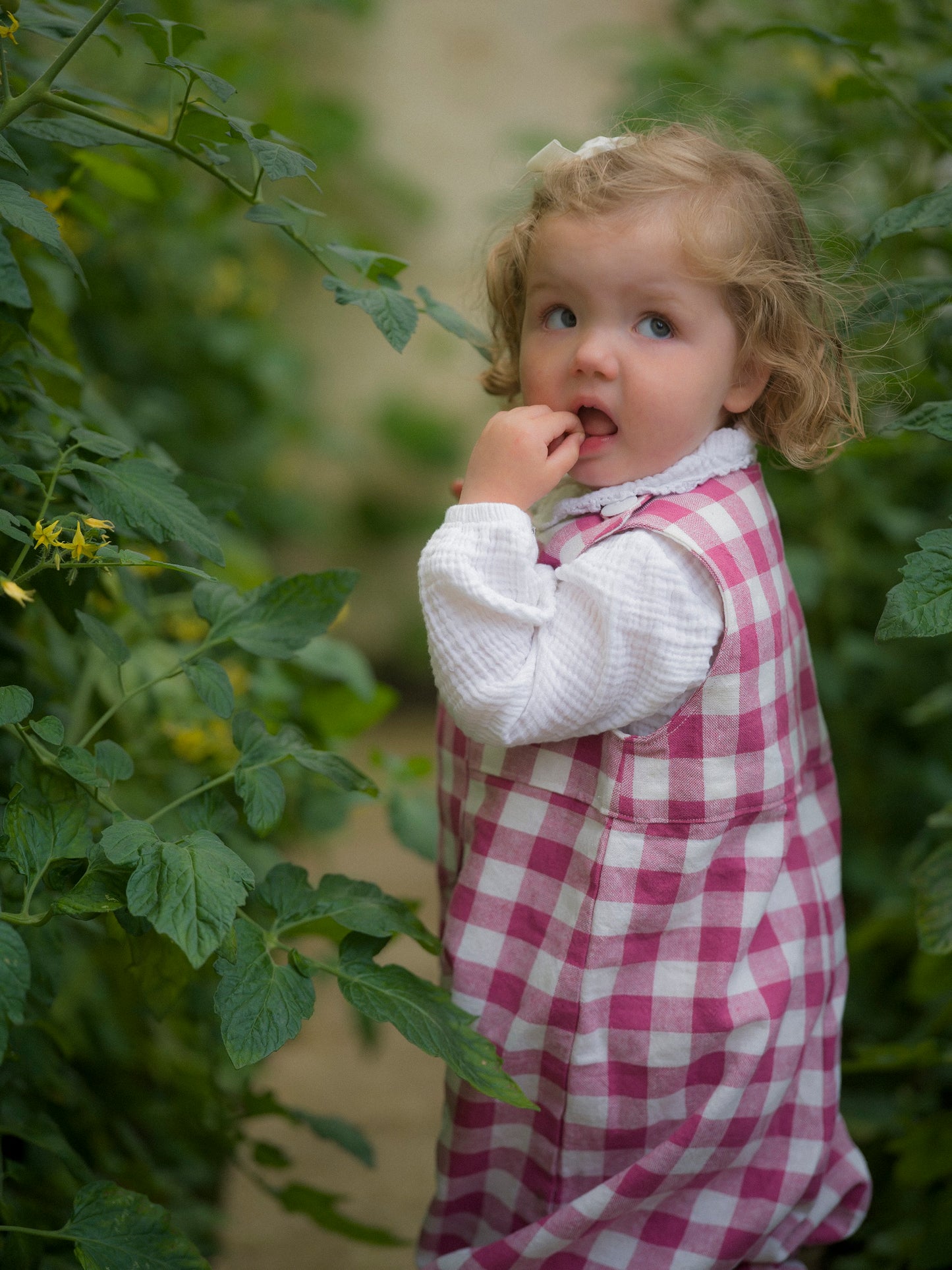 Gingham Dungarees Raspberry