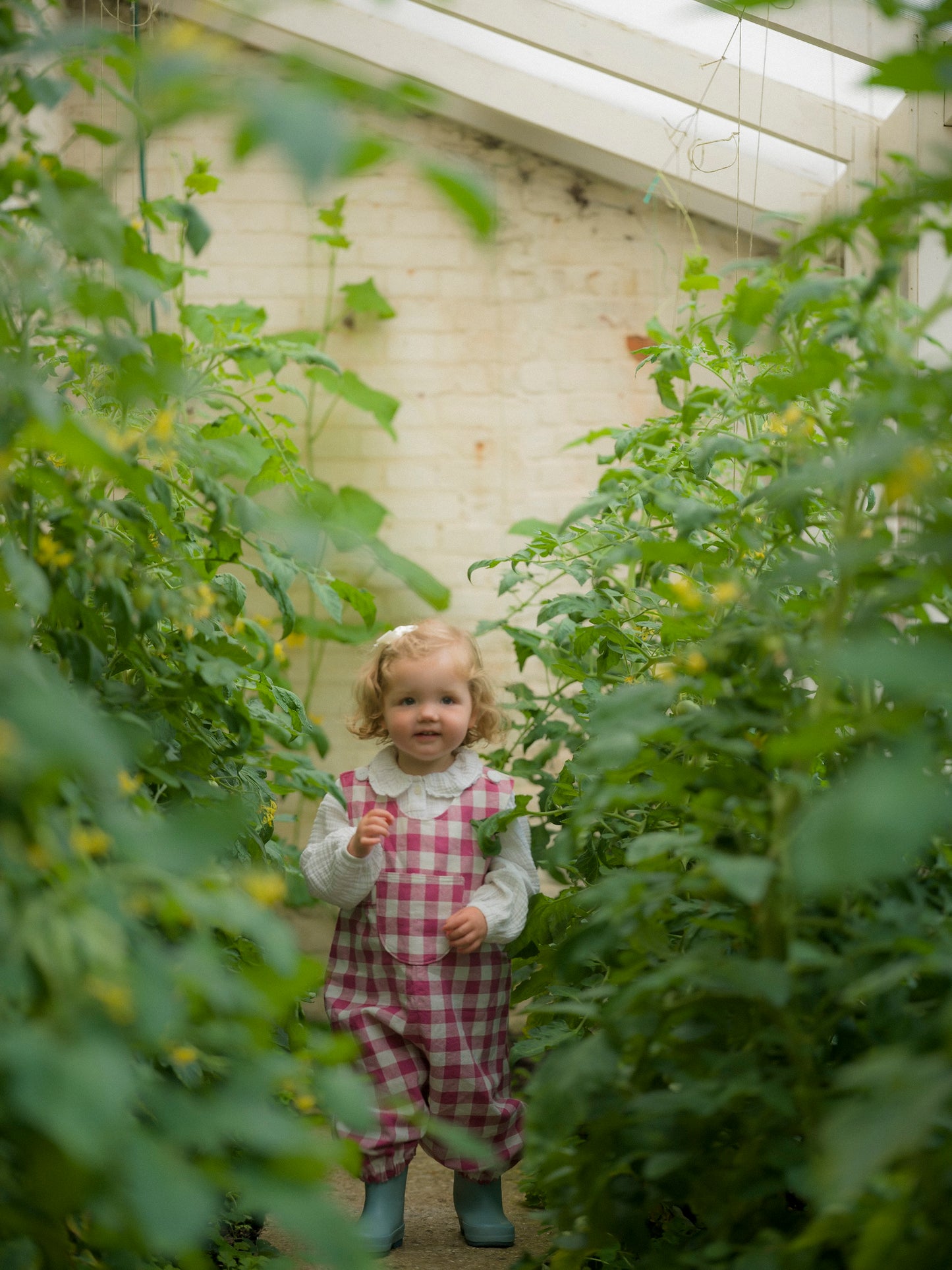 Gingham Dungarees Raspberry