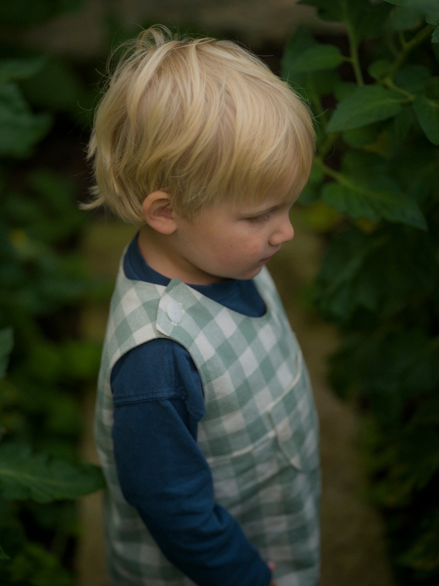 Gingham Dungarees Sea Green