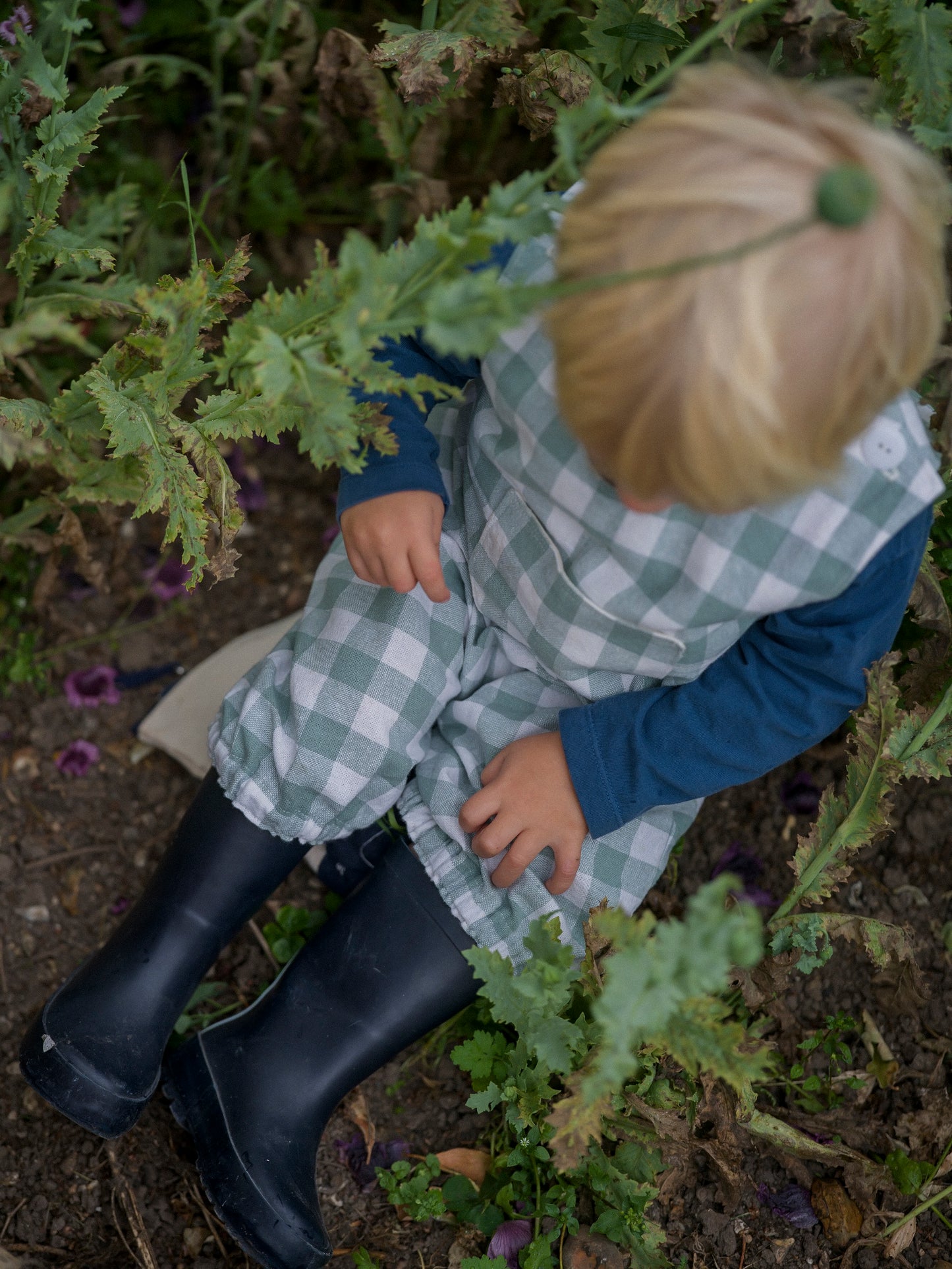 Gingham Dungarees Sea Green