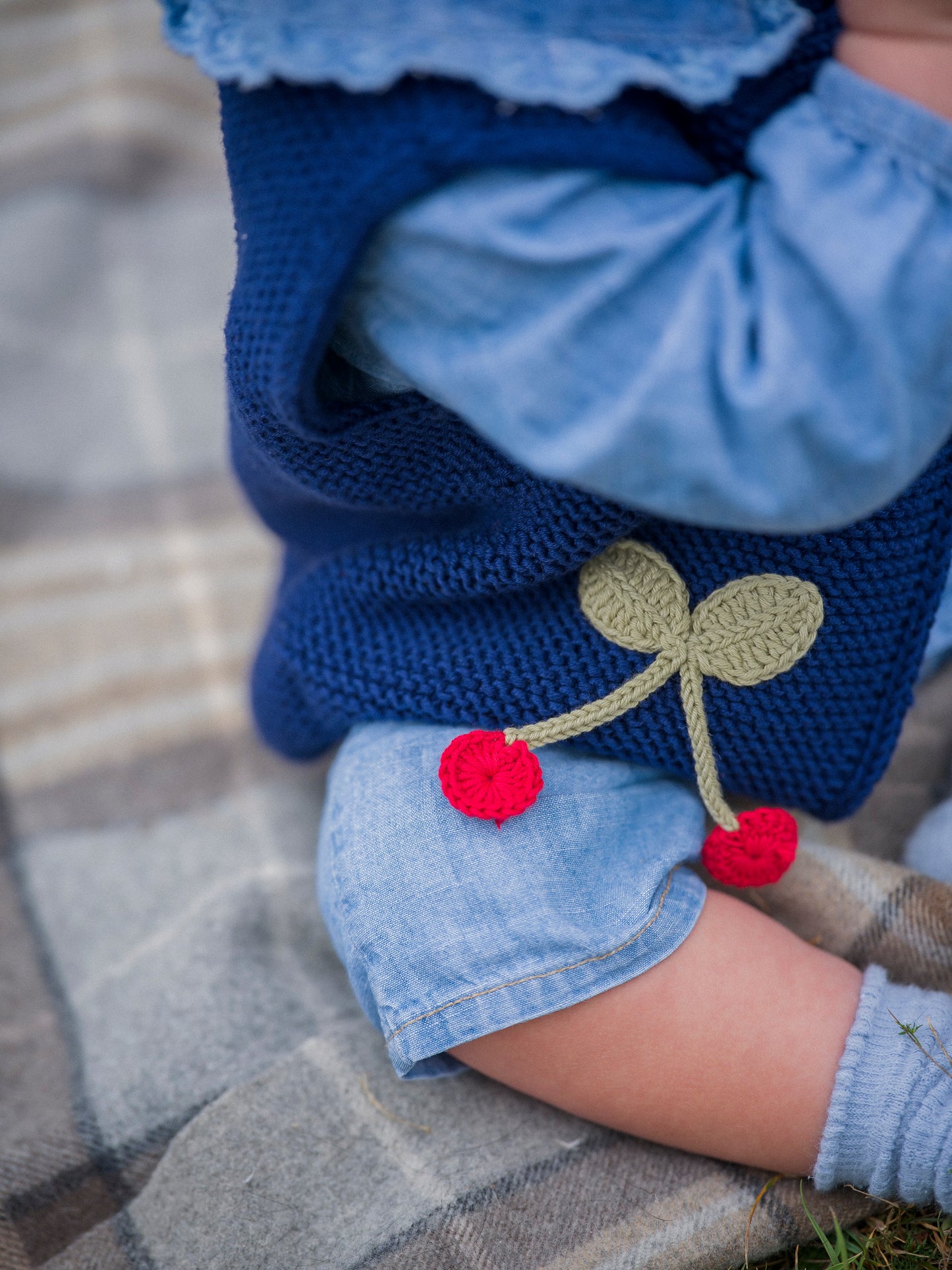Navy Cherry Knitted Vest