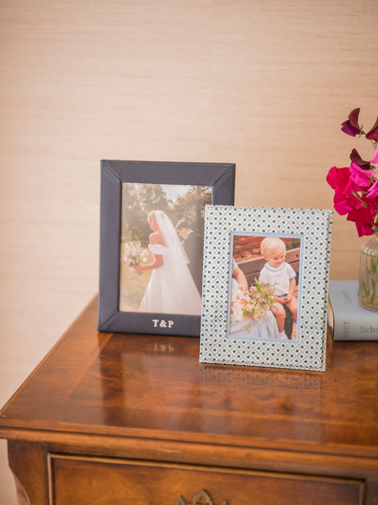 Navy Leather Photo Frame