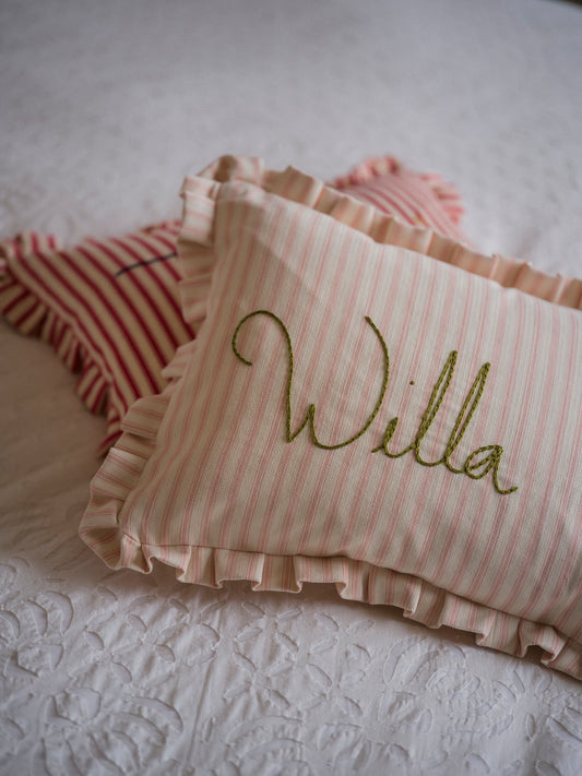Personalised Striped Pillow Pink
