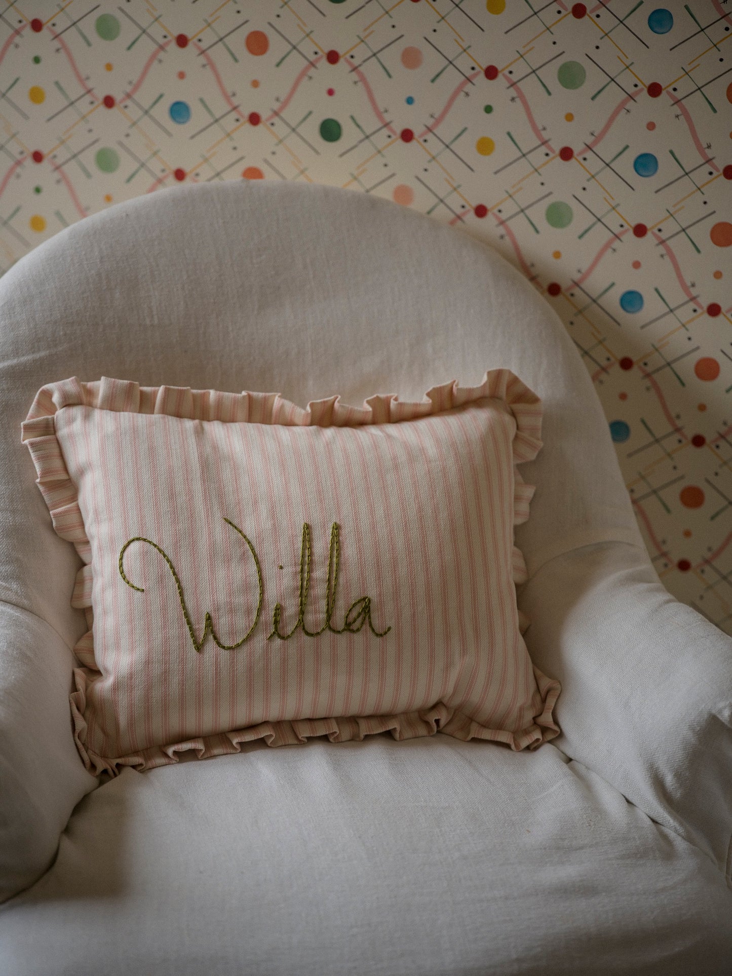 Personalised Striped Pillow Pink