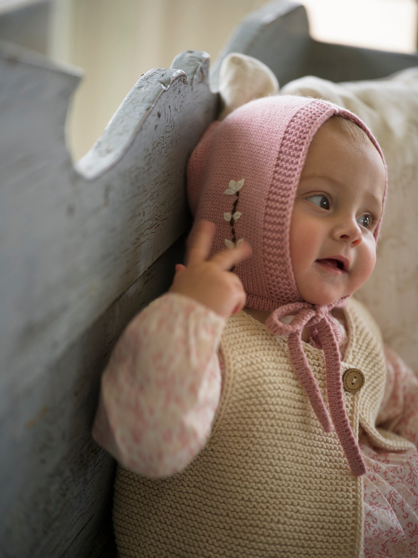 Beige Cherry Knitted Vest