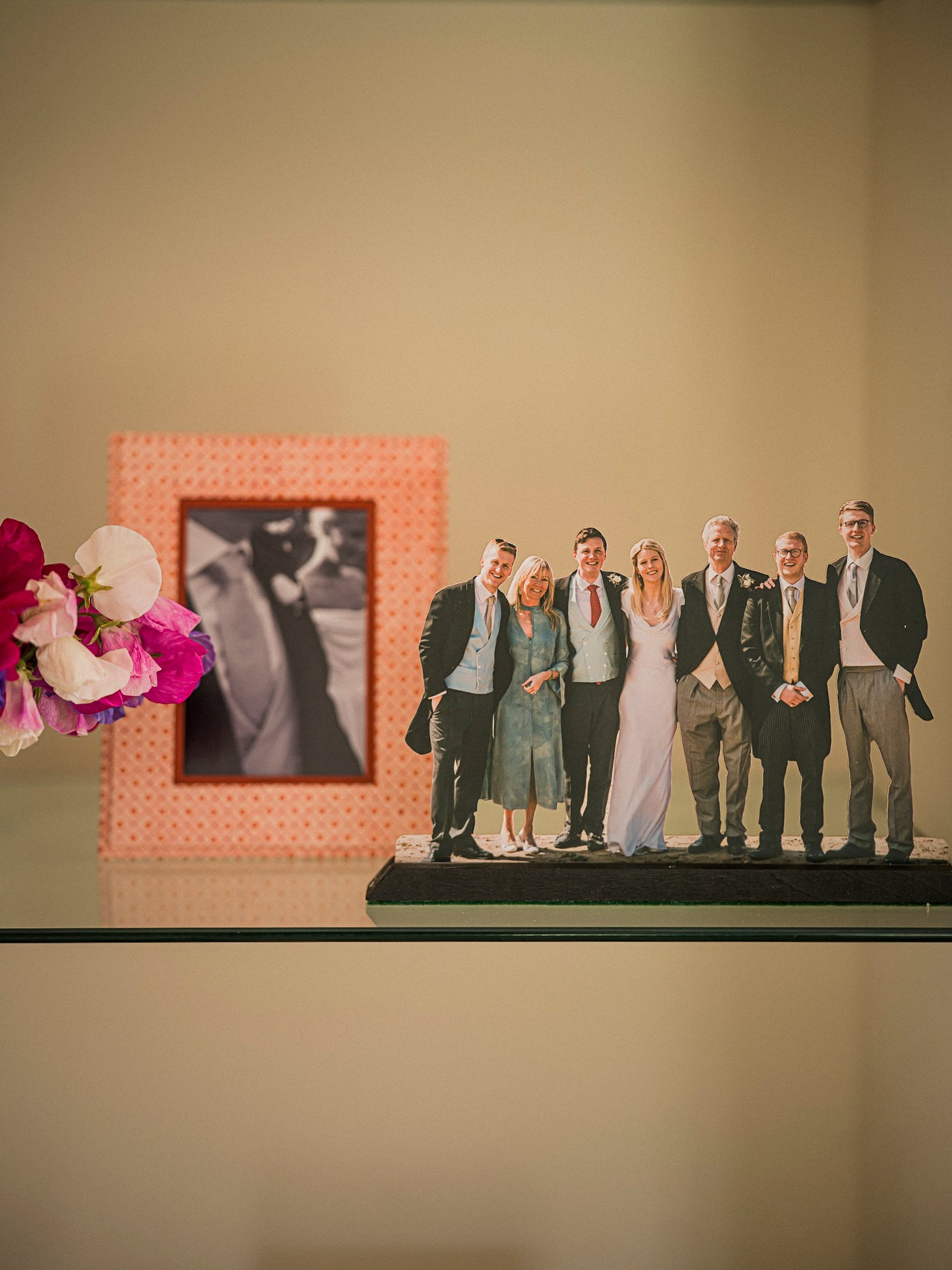 Block Printed Table Top Picture Frame - Dot & Grid Red