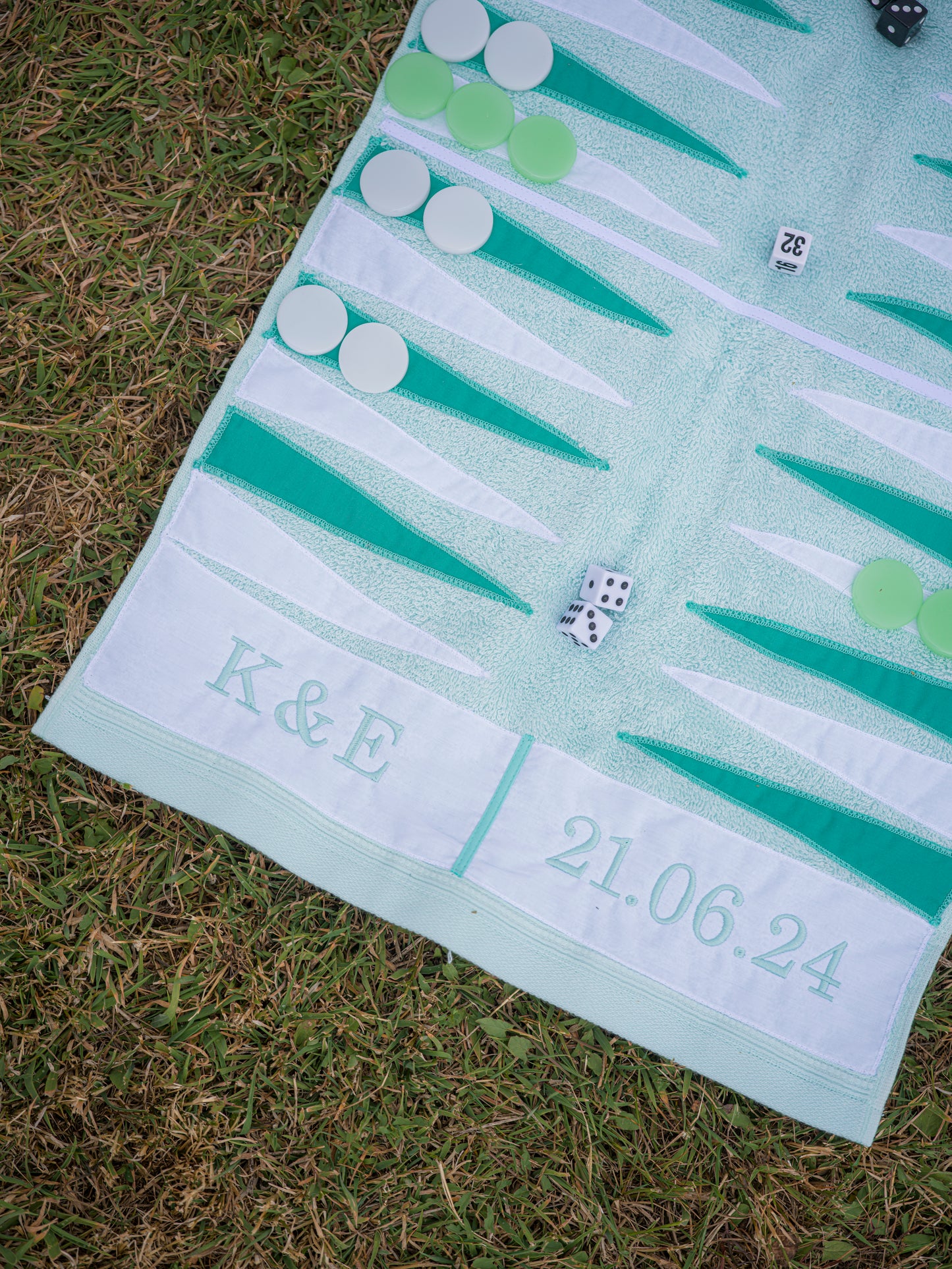 Seafoam Outdoor/Travel Towelling Backgammon Set