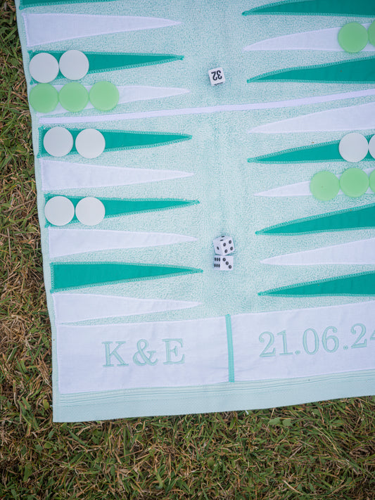 Seafoam Outdoor/Travel Towelling Backgammon Set