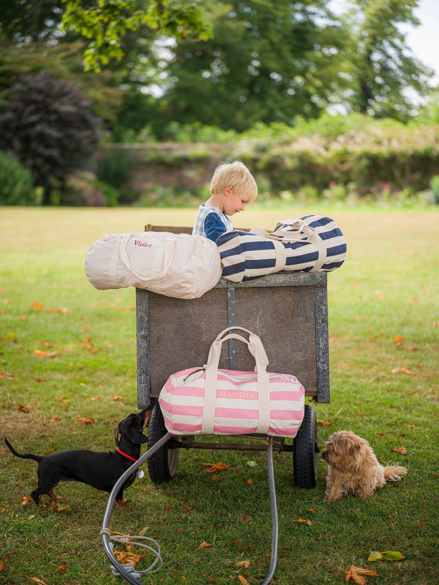 Pink Striped Barrel Bag