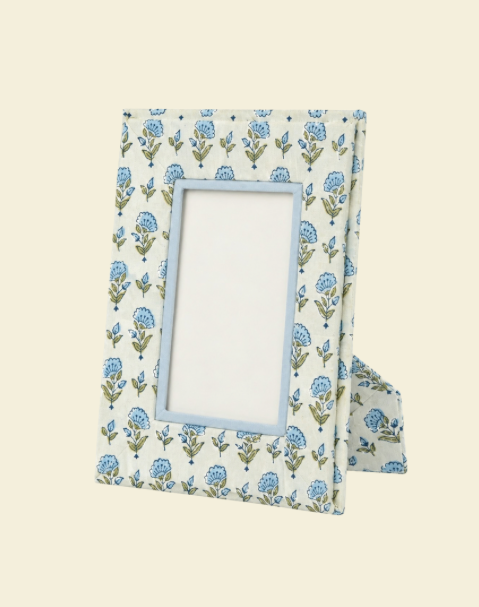 Blue Ditsy Floral Block Printed Frame 6x4