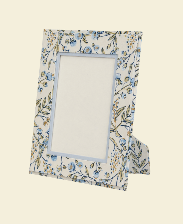 Blue Birdsong Block Printed Frame 7x5