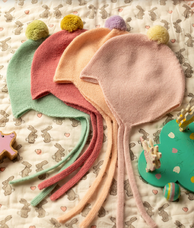 PRE-ORDER Cashmere Bonnet Marshmallow & Lemon by Rosie Sugden
