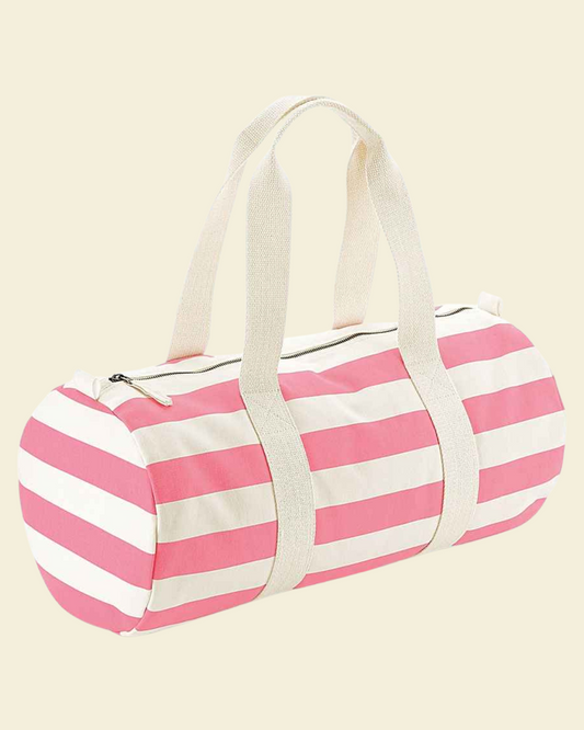Pink Striped Barrel Bag