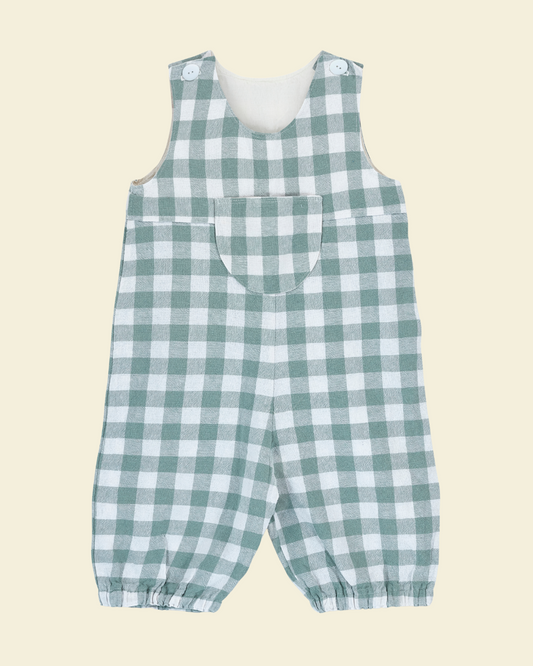 Gingham Dungarees Sea Green