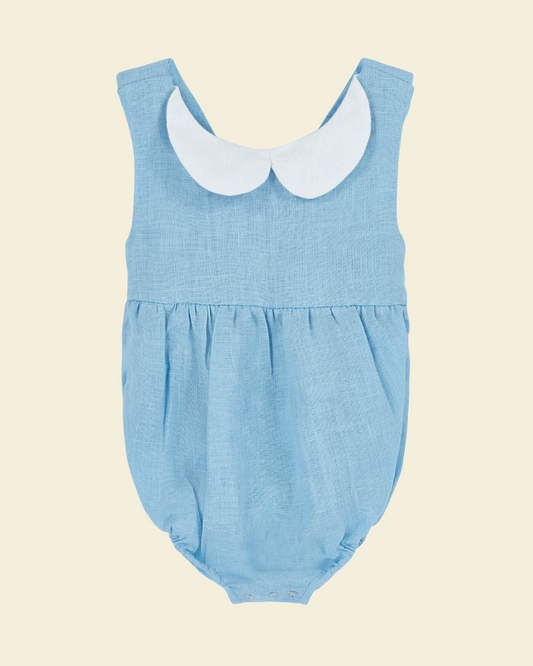 Linen Romper Baby Blue