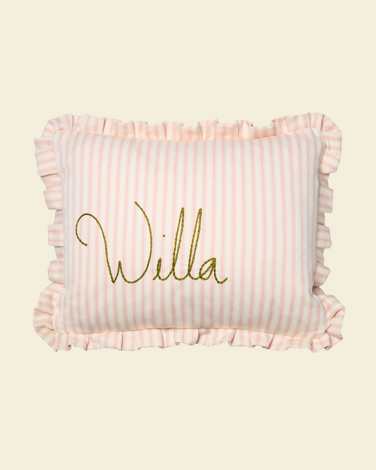 Personalised Striped Pillow Pink