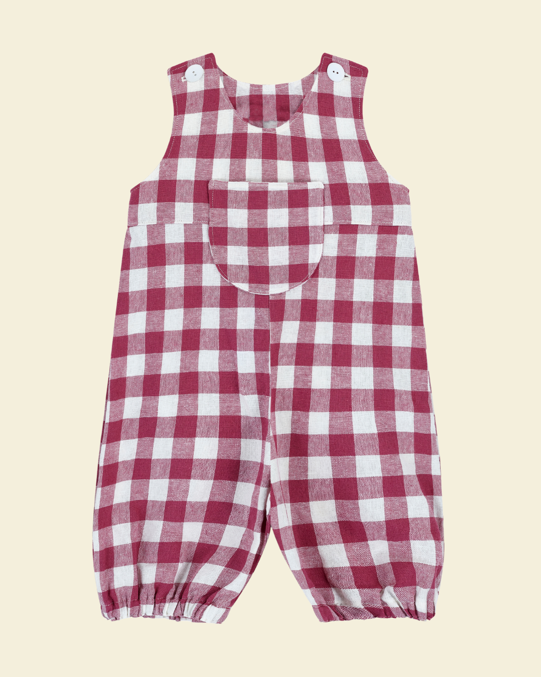 Gingham Dungarees Raspberry