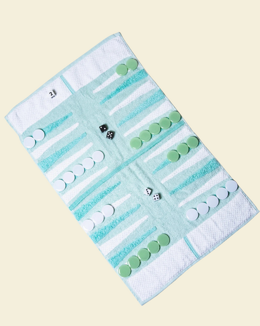 Seafoam Outdoor/Travel Towelling Backgammon Set