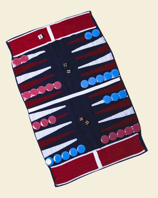 Navy Outdoor/Travel Towelling Backgammon Set