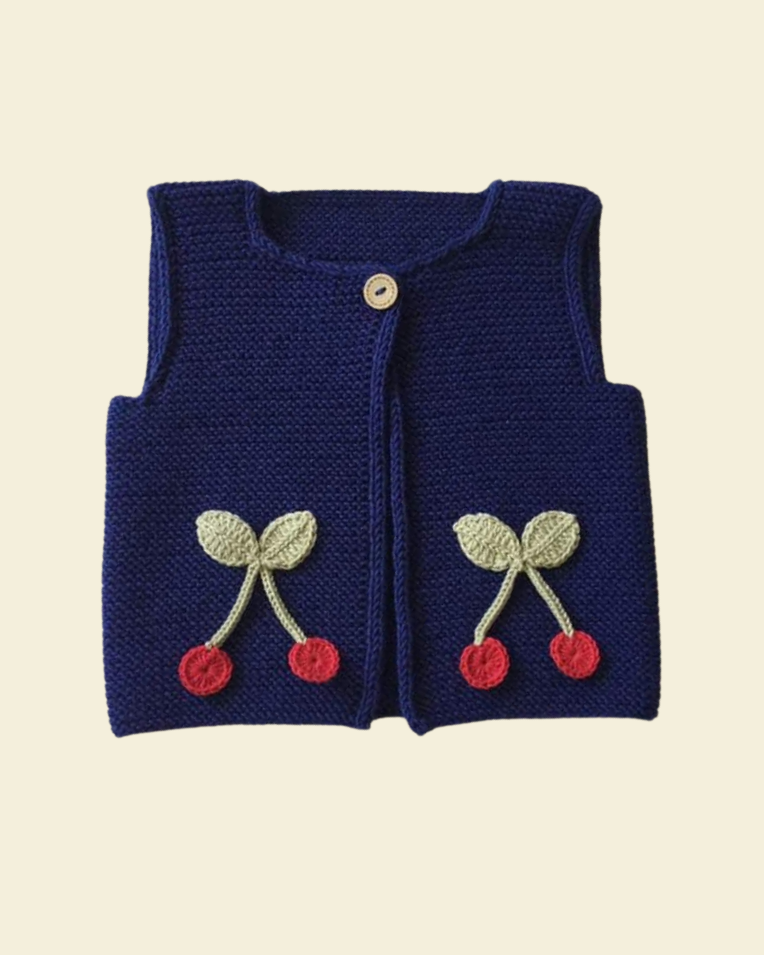 Navy Cherry Knitted Vest