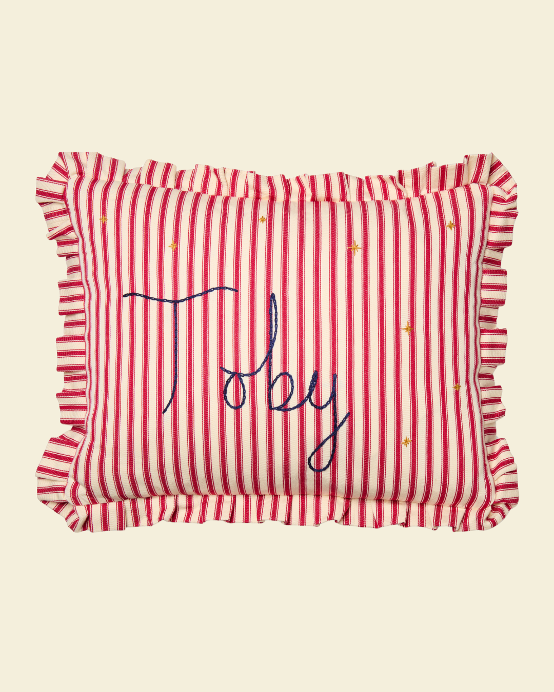 Personalised Striped Pillow Red
